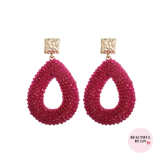 Fuchsia statement oorbellen