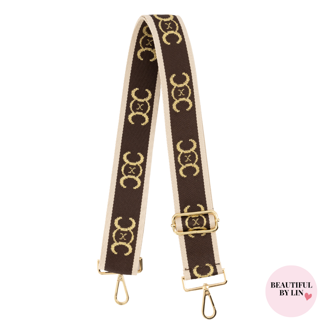 Bag strap bruin goud