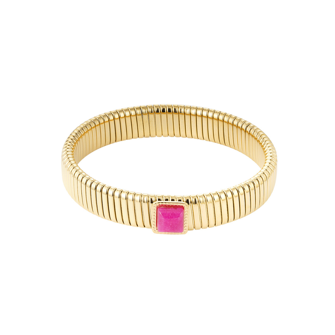 Bohemian armband met roze steen