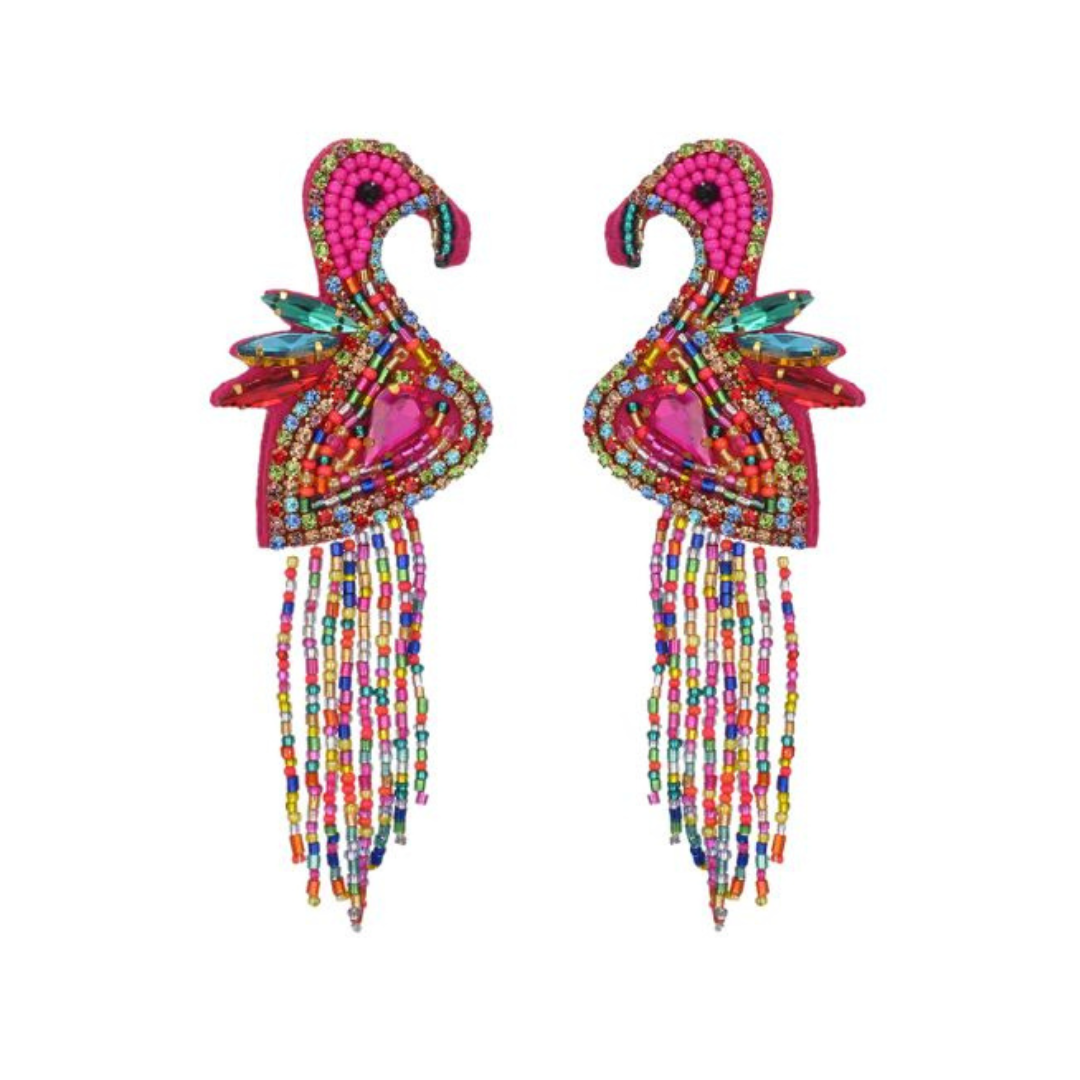 Flamingo statement oorbellen