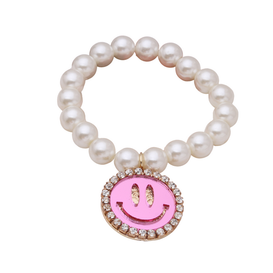 Smile armband roze parel